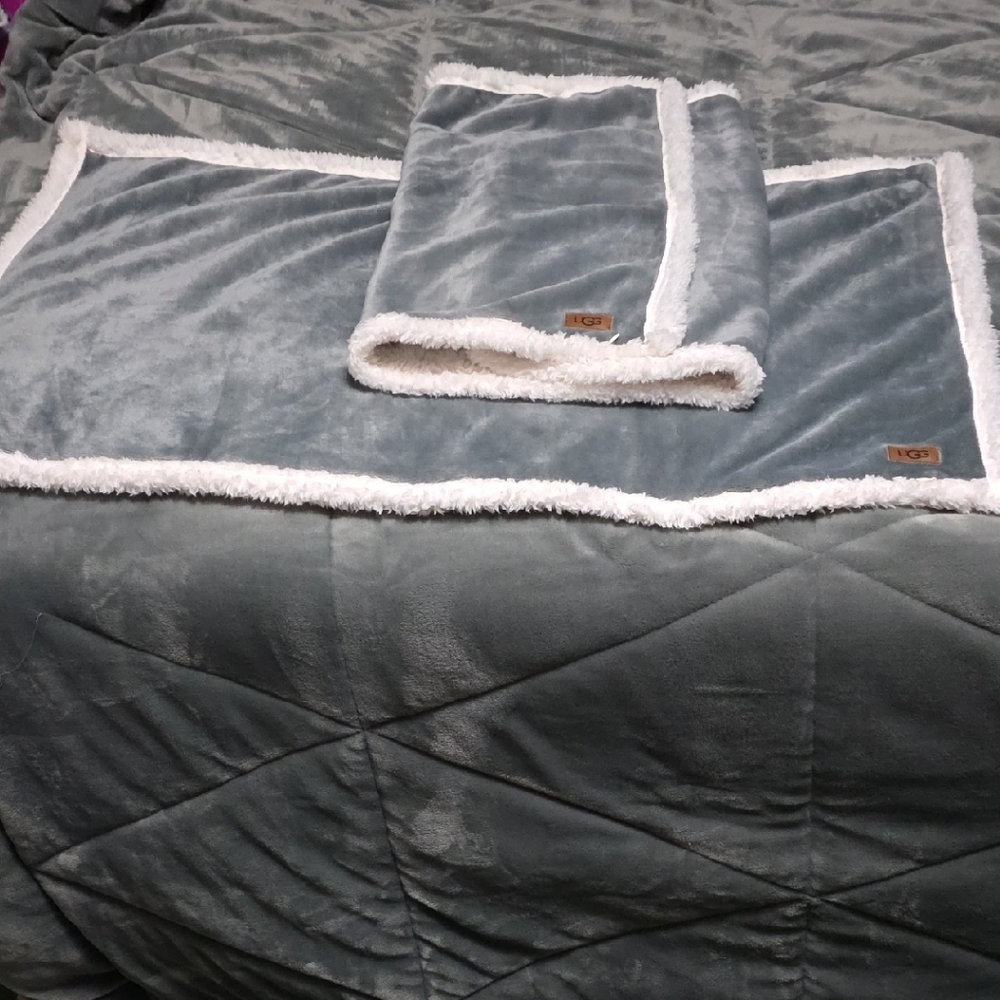 UGG Gray and Cream Sherpa Pillow Shams
